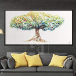 Large Tree Canvas Painting Green Tree Abstract Art Canvas Artwork Tree Painting | CENTENARY TREE