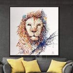 Lion Canvas Painting Extra Large Painting Oil Art On Canvas Abstract Lion Artwork | JUSTICE AND BRAVERY