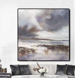Original Canvas Gray and White Painting Contemporary Abstract Art | HAZY FANTASIES