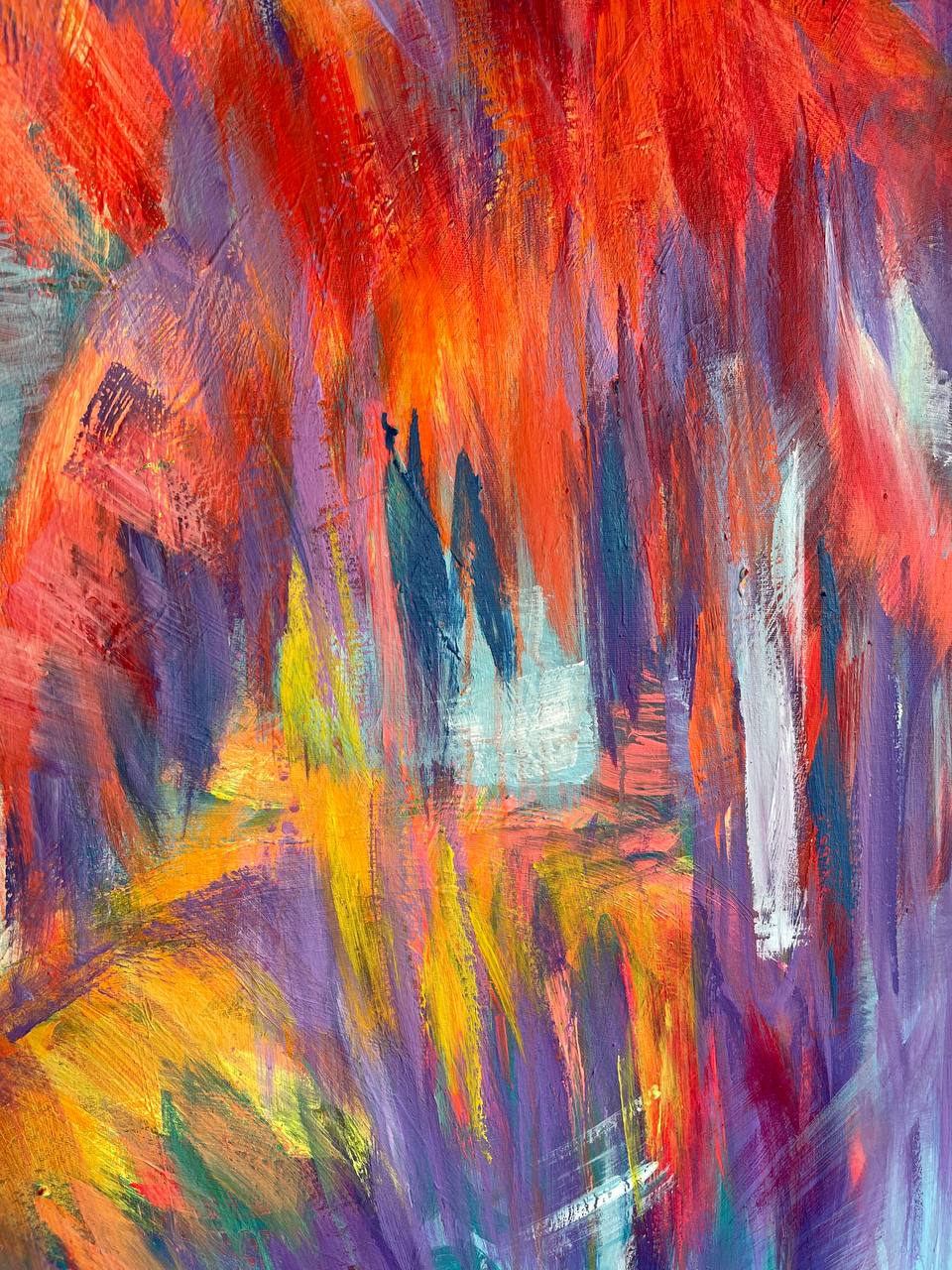 Abstract Palm Set of 2 Paintings On Canvas Original Colorful Palm Tree