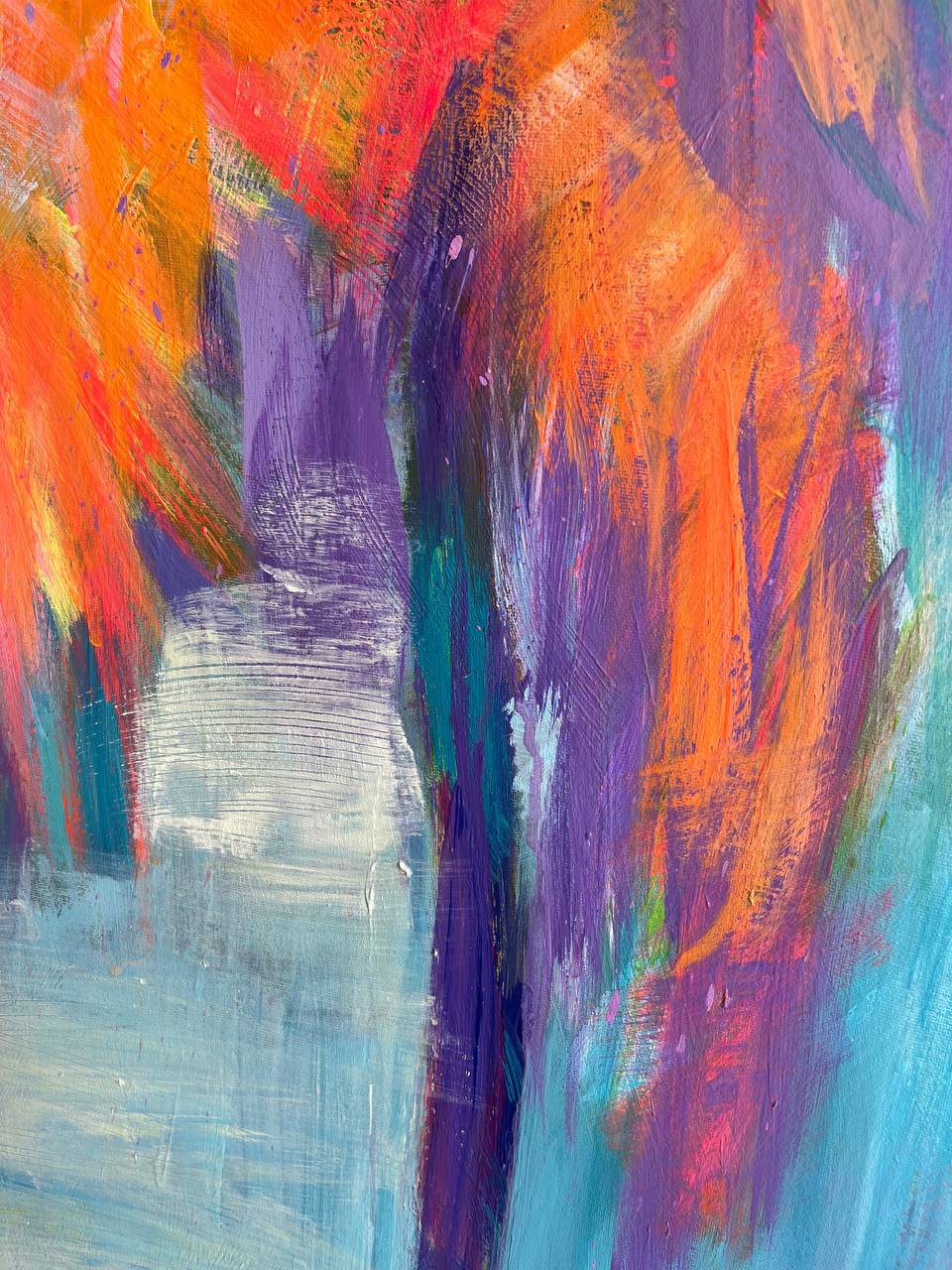 Abstract Palm Set of 2 Paintings On Canvas Original Colorful Palm Tree