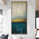 Sea Abstract Painting Blue Abstract Painting Gray Painting Sunset Painting | WATERSCAPE