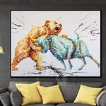 Stock Exchange Painting Modern Abstract Canvas Painting Bull Large Abstract Painting | UNSTABLE MARKET